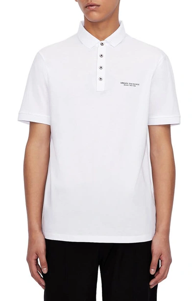 Armani Exchange Milano New York Cotton Polo Shirt In White