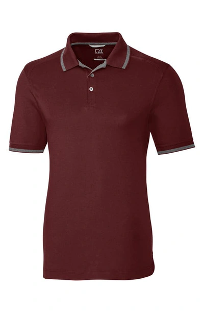 Cutter & Buck Tipped Drytec Polo In Bordeaux