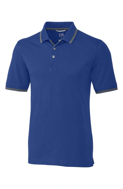 Cutter & Buck Tipped Drytec Polo In Tour Blue