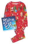 BOOKS TO BED 'HOW TO CATCH AN ELF' FITTED TWO-PIECE PAJAMAS & BOOK SET,14ELF1