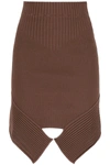 ADAMO ASYMMETRIC RIB KNIT MINI SKIRT