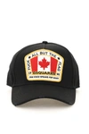 Dsquared2 Flag Patch Cotton Canvas Baseball Hat In Black