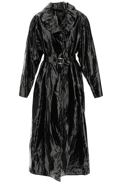 Isabel Marant Epanima Coated Linen Trench Coat In Black