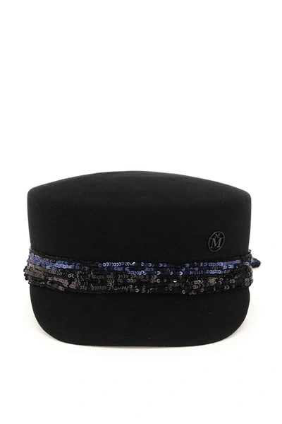 Maison Michel Abby Felt And Sequins Beret In Black