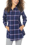 FOXCROFT CICI WEEKEND PLAID NON-IRON BUTTON-UP TUNIC,194147