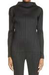 ISSEY MIYAKE FUNNEL NECK PLEATED TOP,PP18JK104