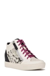 Nine West Women's Tons High Top Hidden Wedge Sneakers Women's Shoes In White/ Snake Multi