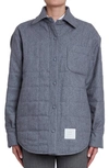 Thom Browne Oversize Quilted Down Shirt Jacket In Medium Grey