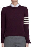 Thom Browne 4-bar Crewneck Wool Sweater In Bordeaux