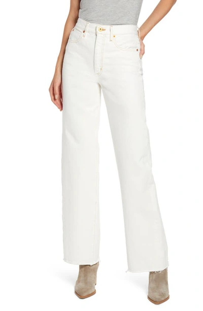 Slvrlake Grace High Waist Raw Hem Wide Leg Jeans In Natural White