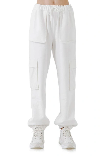Grey Lab Pocket Loungewear Cotton Joggers In White