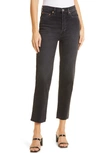 Re/done 80s High Rise Ankle Slim Straight Jeans In Washed Noir In Washed Noir