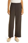 Eileen Fisher High Waist Wide Leg Ponte Pants In Espresso