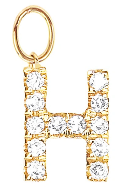 Ef Collection Diamond Initial Huggie Charm In 14k Yellow Gold/ H