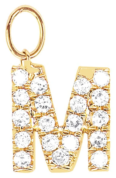 Ef Collection Diamond Initial Huggie Charm In 14k Yellow Gold/ M