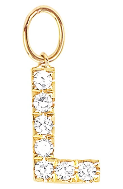 Ef Collection Diamond Initial Huggie Charm In 14k Yellow Gold/ L