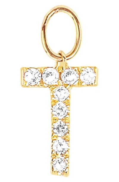 Ef Collection Diamond Initial Huggie Charm In 14k Yellow Gold/ T