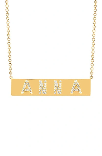 Ef Collection 4 Letter Diamond Nameplate Customizable Pendant Necklace In 14k Yellow Gold
