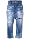 Dsquared2 Paint-splatter Cropped Jeans In Blau