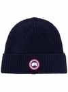 Canada Goose Arctic Disc Ribbed-knit Beanie In Blau