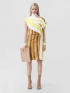 Burberry Flag And Animal Print Silk Asymmetric Dress In Bright Straw