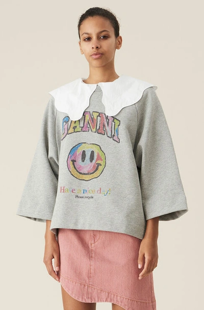 Ganni Isoli Oversized Raglan Sweatshirt, Smiley Paloma Melange