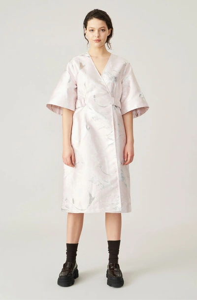 ganni metallic jacquard dress Ganni Black Metallic Jacquard Trench Dress  LE DEPARTMENT