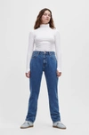 Ganni Rigid Denim Swigy Jeans In Mid Blue Stone In Mid Blue Stone