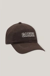 Ganni Logo-embroidered Organic-cotton Baseball Cap In Mole