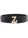 Zadig & Voltaire Womens Noir Zv Initiale Leather Belt In Schwarz