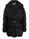 Off-white Hands Off Belted Puffer Down Jacket In Schwarz