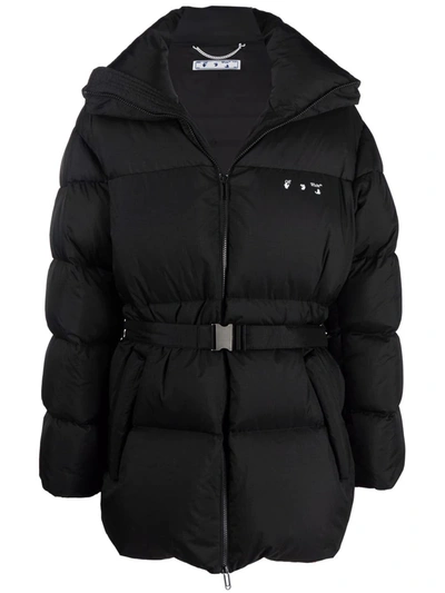 OFF-WHITE HANDS OFF BELTED PUFFER DOWN JACKET