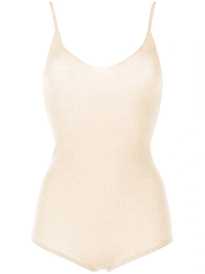 Cashmere In Love Joni Fine-knit Cashmere Bodysuit In Weiss