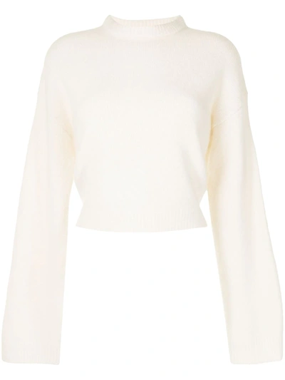 Cashmere In Love Mila Cashmere Cropped Jumper In Weiss