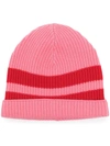 Cashmere In Love Bia Striped-knit Beanie In Rosa