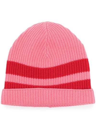 Cashmere In Love Bia Striped-knit Beanie In Rosa
