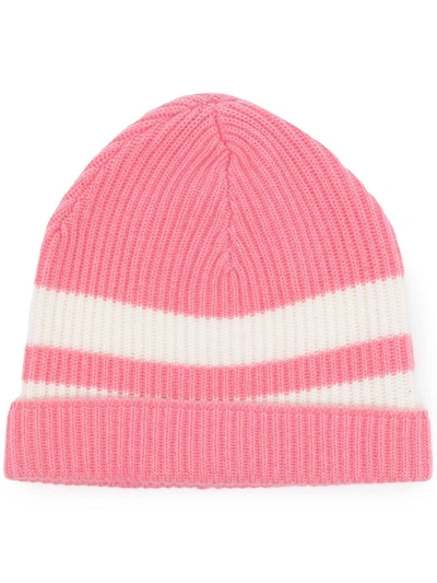 Cashmere In Love Bia Cashmere-striped Beanie In Rosa