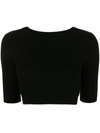 Cashmere In Love Liza Scoop-back Cropped Top In Schwarz