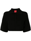 Cashmere In Love Demi Cropped Cashmere Polo Shirt In Schwarz