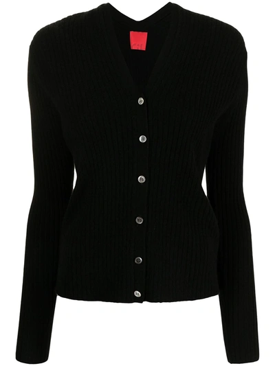 Cashmere In Love Inez Ribbed-knit Cropped Cardigan In Schwarz