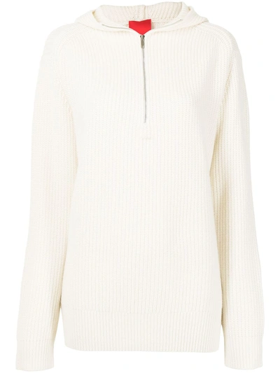 Cashmere In Love Oversize Zipped Cashmere-knit Hoodie In Weiss