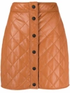 Msgm Quilted Faux Leather Mini Skirt In Brown