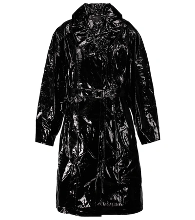 Isabel Marant Epanima Belted Glossed Linen-blend Trench Coat In Black