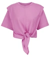 Isabel Marant Zelikia Knotted Cotton T-shirt In Pink & Purple