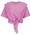Isabel Marant Zelikia Knotted Cotton T-shirt In Pink