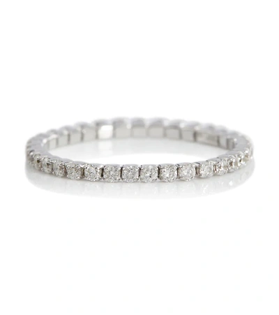 Shay Jewelry Single Thread 18kt White Gold Ring With Diamonds In Silver