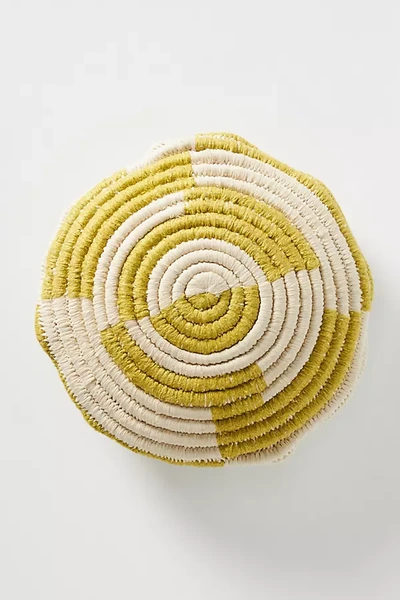 Anthropologie Handwoven Spiral Pillow In Green