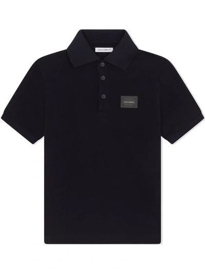 Dolce & Gabbana Teen Boys Navy Blue Polo Shirt