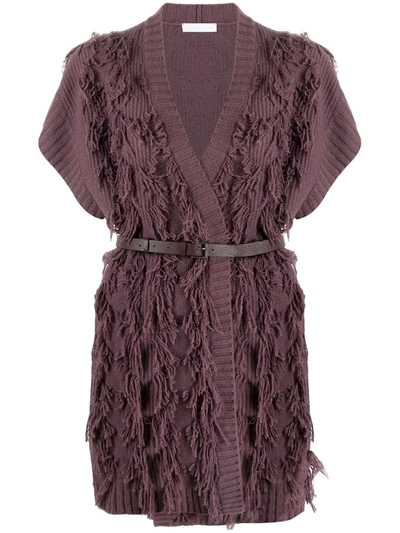 Fabiana Filippi Fringed Knitted Top In Violett