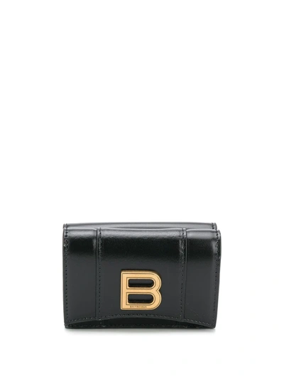 Balenciaga Mini Hourglass Wallet In Schwarz